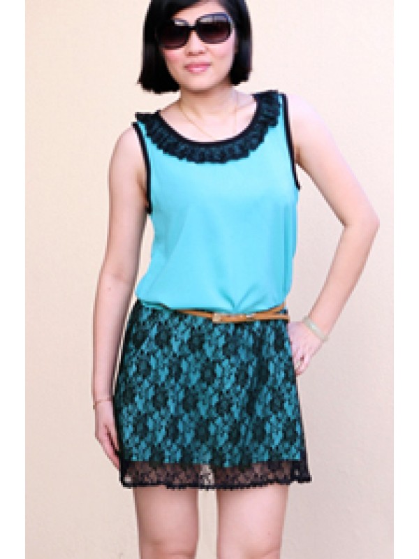 HC29125SD*TURQUOISE LACE DRESS (CLEARANCE)